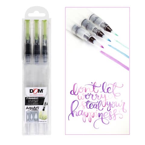 Pennelli aquart DOM con serbatoio - punte assortite - conf. 3 pezzi - 12060